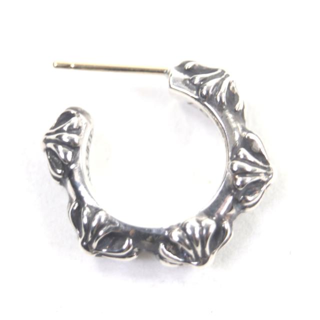 極美品▼CHROME HEARTS クロムハーツ クロスバンド 925 ポスト14K 片耳用 ピアス シルバー 重量5.04g メンズ レディース アクセサリー