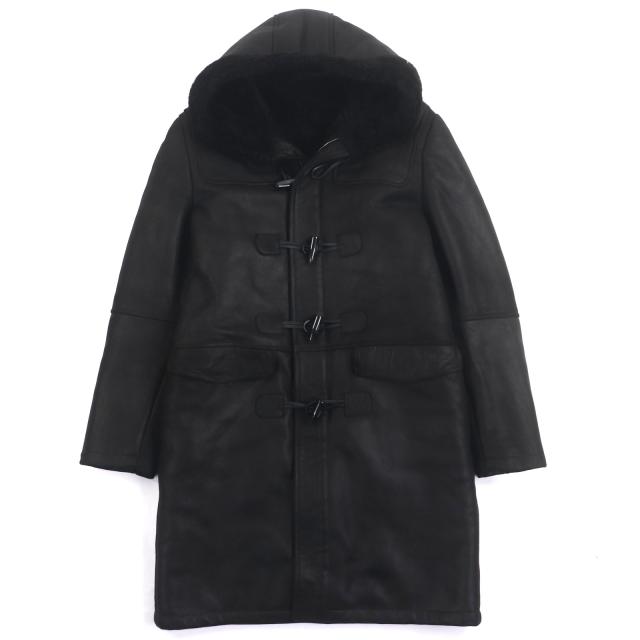 極美品▼EMMETI エンメティ DARIN ムートン トグルボタン ダブルジップアップ ダッフルコート ブラック 46 ハンガー付 正規品 メンズ