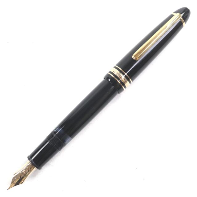 良品▼MONTBLANC モンブラン マイスターシュテュック 147 トラベラー ペン先14K Mニブ ホワイトスター 万年筆 ブラック ゴールド メンズ