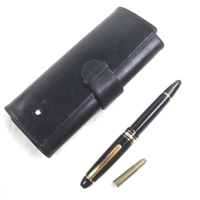 良品▼MONTBLANC モンブラン マイスターシュテュック 147 トラベラー ペン先14K Mニブ ホワイトスター 万年筆 ブラック ゴールド メンズ_1