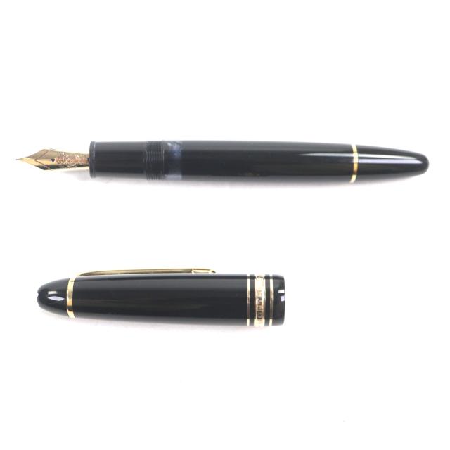 良品▼MONTBLANC モンブラン マイスターシュテュック 147 トラベラー ペン先14K Mニブ ホワイトスター 万年筆 ブラック ゴールド メンズ_3