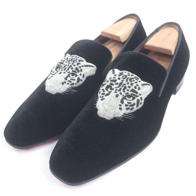 【ドンドン見直し】未使用品□Christian Louboutin クリスチャンルブタン Dandelion スウェードレザー ヒョウ ローファー 40 イタリア製
