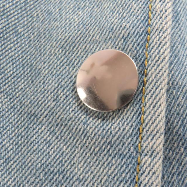 極美品★PRADA プラダ 22SS GFC037 オーガニックデニム シャツ コットン100％ ネイビー ダメージ加工 トライアングルプレート 40 正規品_6