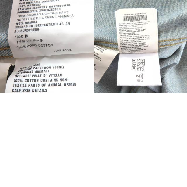 極美品★PRADA プラダ 22SS GFC037 オーガニックデニム シャツ コットン100％ ネイビー ダメージ加工 トライアングルプレート 40 正規品_9