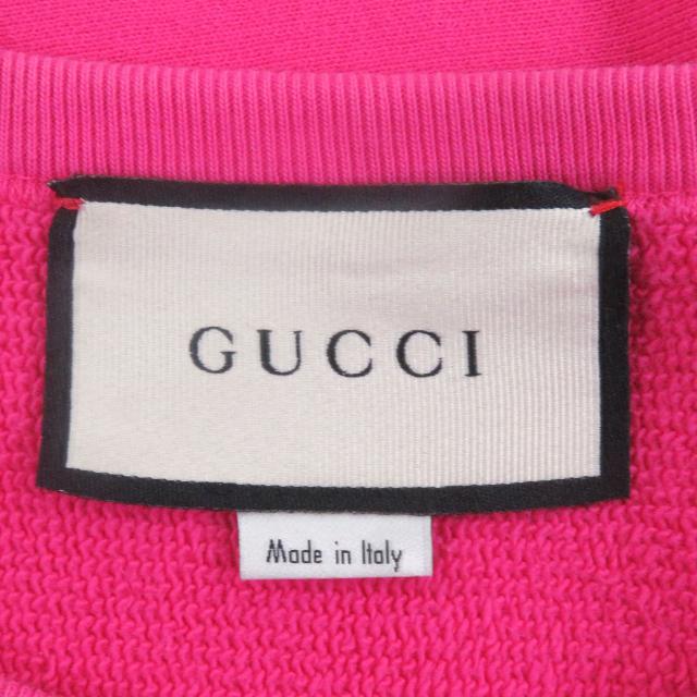 【ドンドン見直し】良品□GUCCI グッチ 563972 GUCCI BAND ロゴプリント 刺繍 トレーナー スウェット ピンク L イタリア製 正規品_4