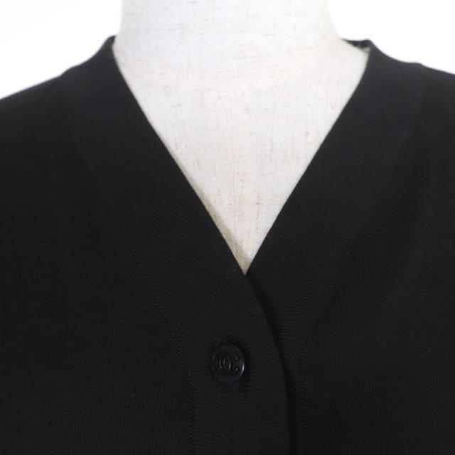 美品☆CHANEL シャネル 98P P10600V00456 コットン100％ ココマークボタン 半袖ニット ブラック 38 フランス製 正規品 レディース 美品☆CHANEL シャネル 98P P10600V00456 コットン100％ ココマーク