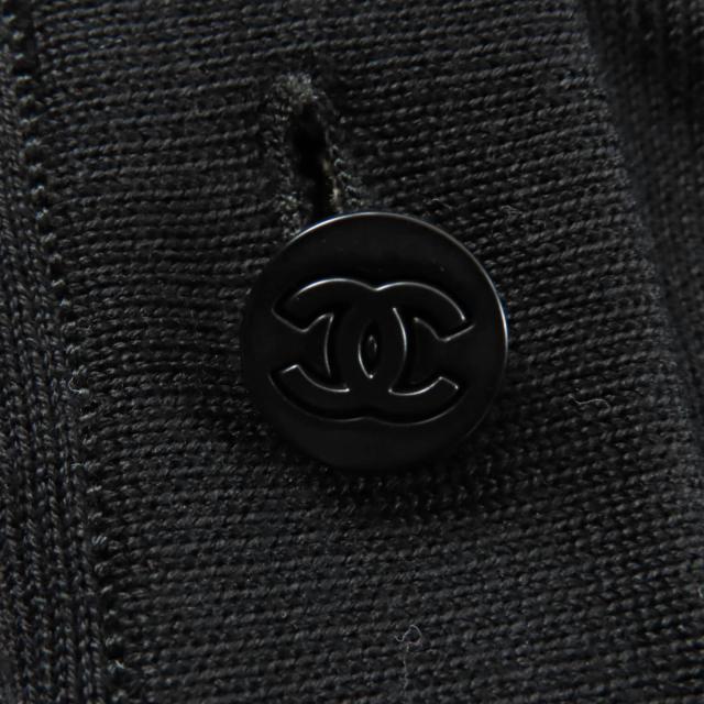 美品☆CHANEL シャネル 98P P10600V00456 コットン100％ ココマークボタン 半袖ニット ブラック 38 フランス製 正規品 レディース 美品☆CHANEL シャネル 98P P10600V00456 コットン100％ ココマーク