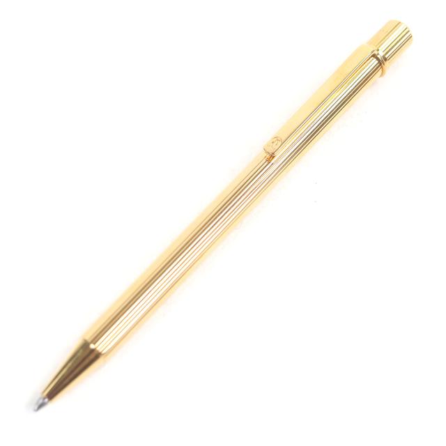 極美品□Cartier カルティエ ストライプ柄 マスト ドゥ カルティエ ツイスト式 ボールペン ゴールド フランス製 メンズ 筆記確認済み