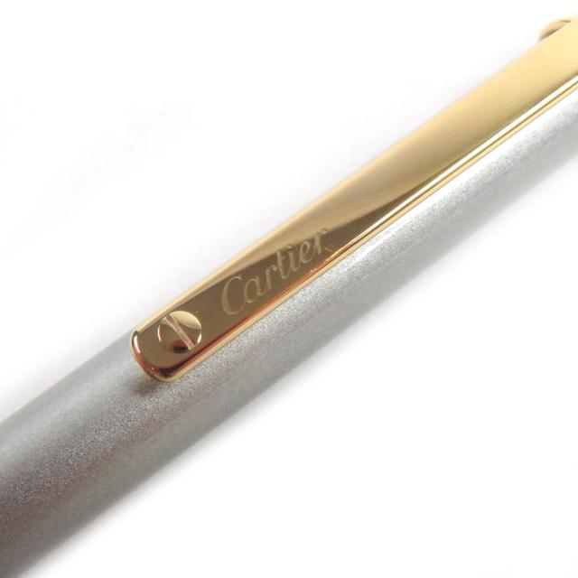 極美品□Cartier カルティエ サントス ドゥ カルティエ ツイスト式 ボールペン シルバー ゴールド ケース付き フランス製 筆記確認済み_6
