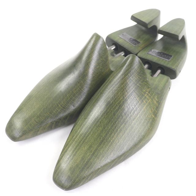 【ドンドン見直し】極美品□Berluti ベルルッティ ウッド ロゴプレート付き シューツリー シューキーパー グリーン 7 フランス製 メンズ