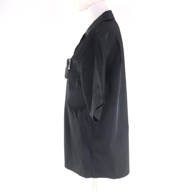 極美品★PRADA プラダ 24X702 Re-Nylon トライアングルロゴプレート ポーチ付 半袖シャツ ブラック 38 イタリア製 正規品 レディース_1