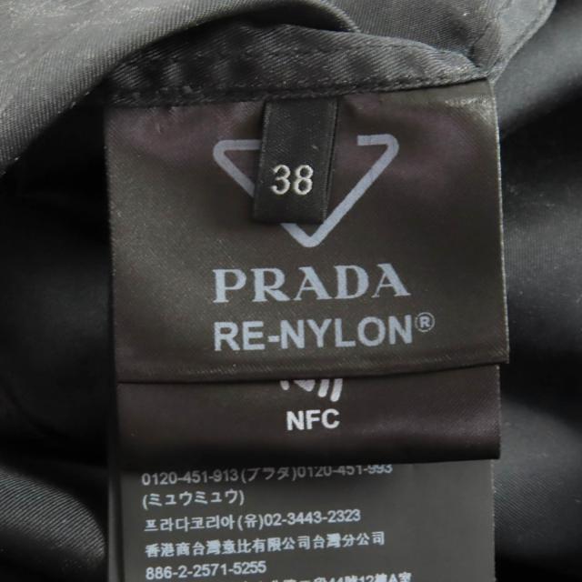極美品★PRADA プラダ 24X702 Re-Nylon トライアングルロゴプレート ポーチ付 半袖シャツ ブラック 38 イタリア製 正規品 レディース_6