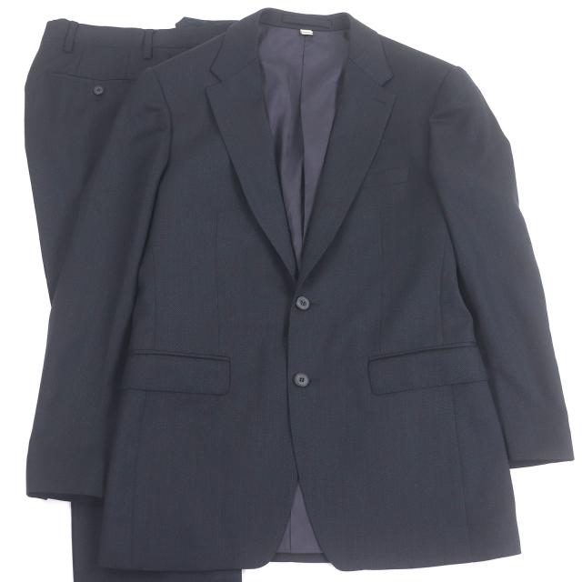 【ドンドン見直し】美品□BURBERRY LONDON バーバリーロンドン バージンウール100％ スーツ ネイビー 48 イタリア製 正規品 メンズ