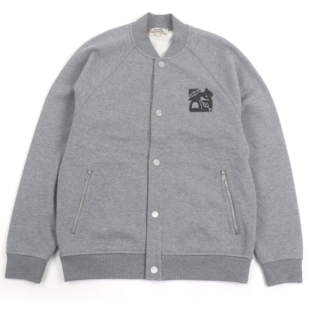 極美品□HERMES エルメス 2024年製 H467830HA QUATERB H セリエボタン ラムレザーパッチ スタジャン グレー XS イタリア製 正規品 メンズ