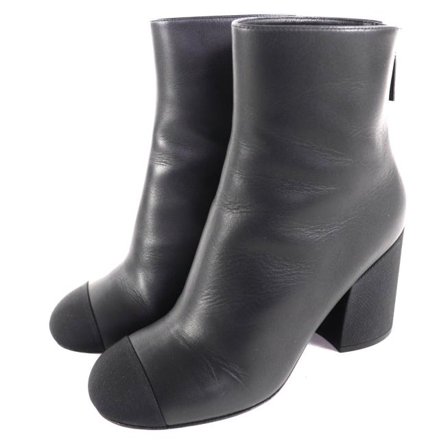 極美品◇CHANEL シャネル 22K G39529 ココマーク ゴールド金具付き レザー アンクルブーツ ブラック 36 保存袋付 イタリア製 レディース