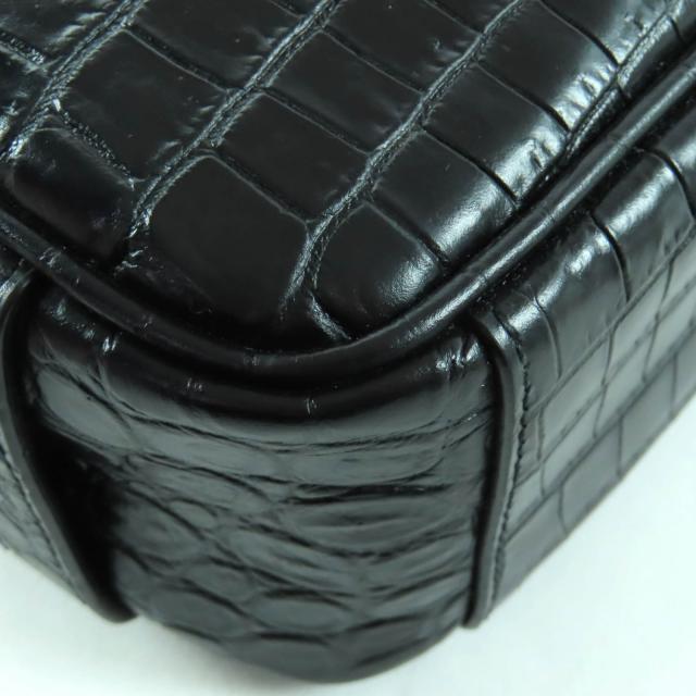極美品★SAINT LAURENT PARIS サンローランパリ 664555 YSLロゴ金具付 クロコ型押し レザー 化粧ポーチ ポーチ ブラック 保存袋付_5
