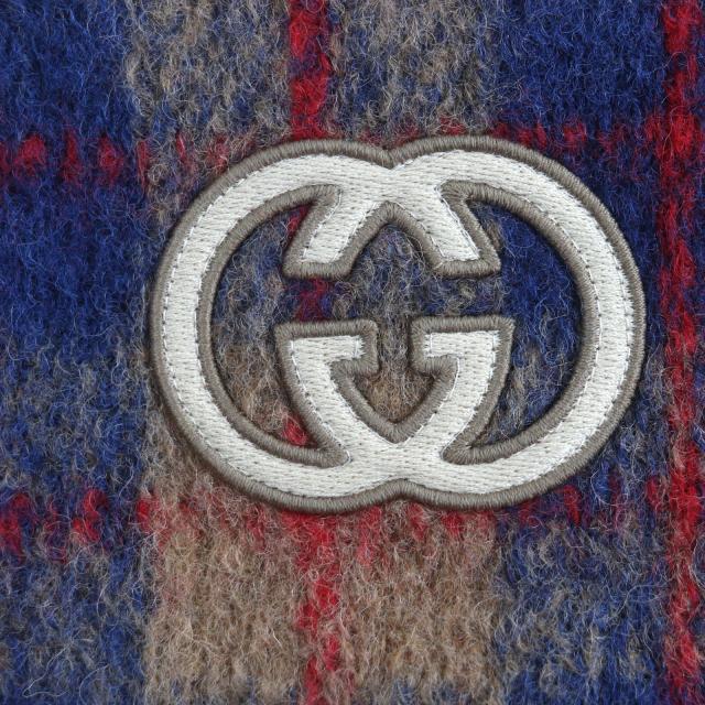 極美品▼GUCCI グッチ 770761 ウール70% インターロッキングGワッペン チェック柄 シングルジャケット テーラード 50 正規品 メンズ_4