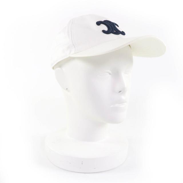 極美品☆CELINE セリーヌ 2AUT6969P コットン100％ トリオンフ ベースボール キャップ ホワイト S イタリア製 正規品 レディース