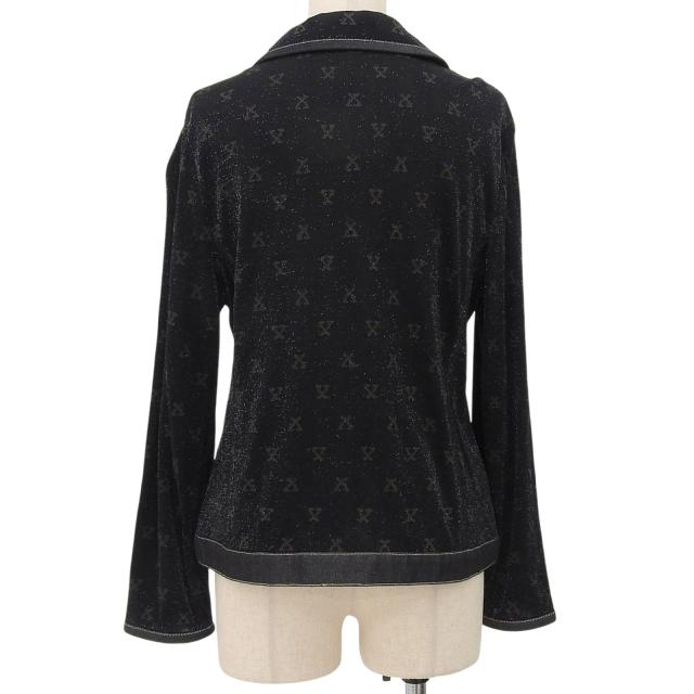 極美品△LEONARD FASHION レオナール ファッション シルク混 ラメ ロゴ 