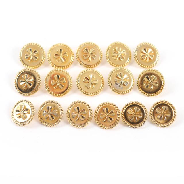 美品★CHANEL シャネル ヴィンテージ クローバーボタン 大10個＋小6個 16個セット 金ボタン メタルボタン ゴールド レディース