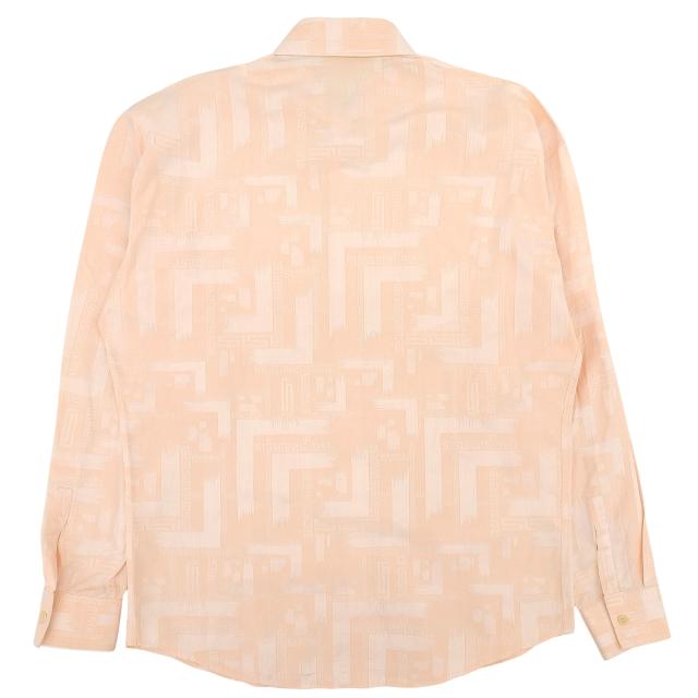 美品▲Gianni Versace ジャンニヴェルサーチ コットン100％ ヴィンテージ 総柄 メデューサ金具 長袖シャツ ピンク 48 正規品 メンズ_1