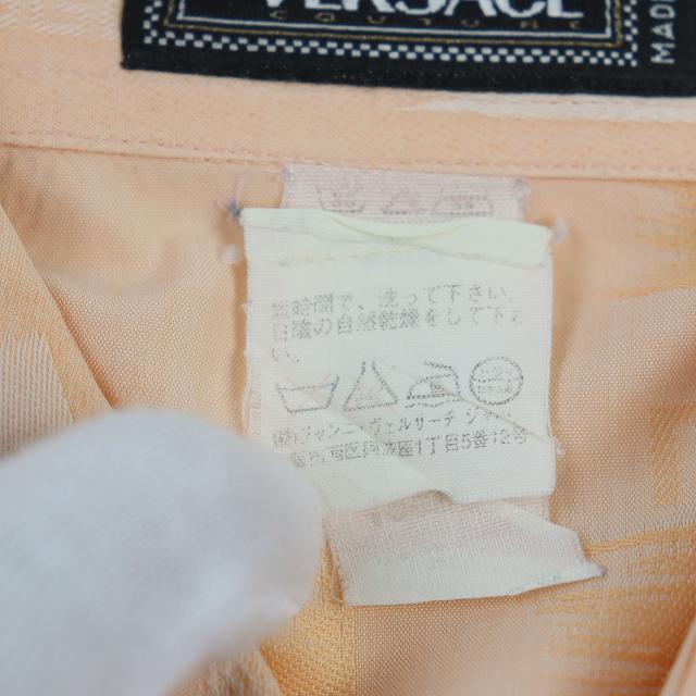 美品▲Gianni Versace ジャンニヴェルサーチ コットン100％ ヴィンテージ 総柄 メデューサ金具 長袖シャツ ピンク 48 正規品 メンズ_7