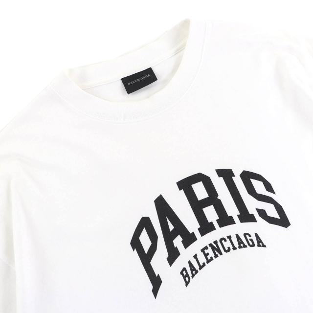 美品△BALENCIAGA バレンシアガ 2023年製 612966 コットン100％ CITIES PARIS ロゴ クルーネック 半袖Ｔシャツ ホワイト M 正規品 メンズ_1