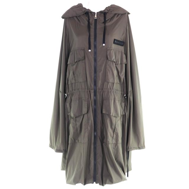 極美品◇MONCLER モンクレール NEWDELHI GIUBBOTTO ロゴワッペン フーデッド ナイロンコート モッズコート カーキ 0 正規品 レディース