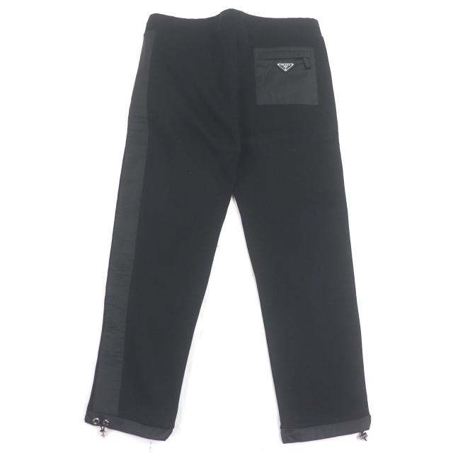 未使用品□PRADA プラダ UJP112 サイドライン トライアングルロゴ 三角プレート スウェットパンツ ジョガーパンツ ブラック L 正規品_1