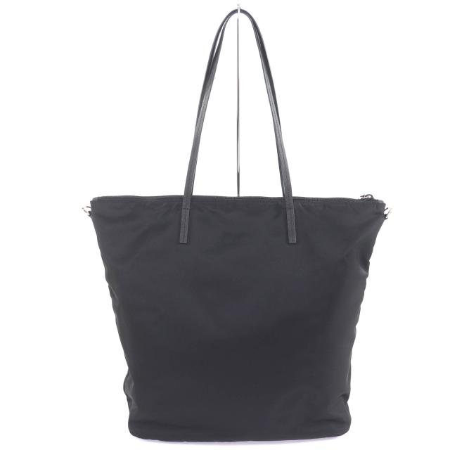美品◇PRADA プラダ 1BG189 トライアングルロゴプレート付き レザー使い 2way ナイロン ショルダー/トートバッグ ブラック レディース_1