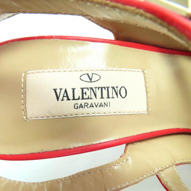 美品◇Valentino Garavani ヴァレンティノガラヴァーニ ロックスタッズ ポインテッドトゥ レザー パンプス 赤 36 イタリア製 レディース_8