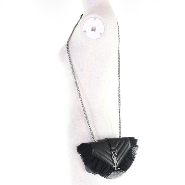 美品◇SAINT LAURENT PARIS サンローランパリ 405328 クラシック ベイビー チェーン レザー ショルダーバッグ シルバー金具 イタリア製_5