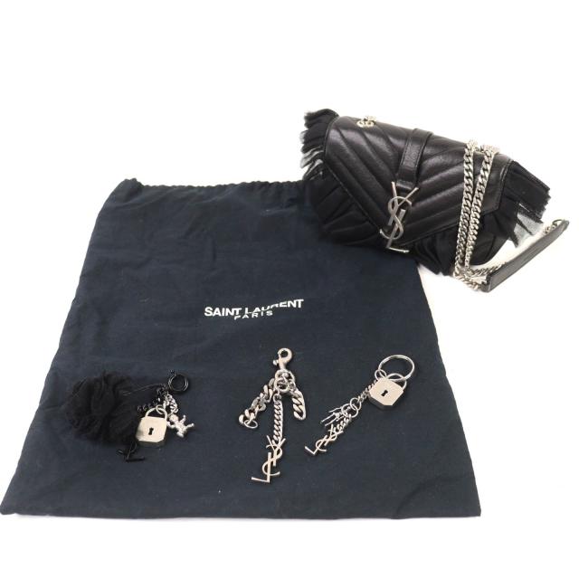 美品◇SAINT LAURENT PARIS サンローランパリ 405328 クラシック ベイビー チェーン レザー ショルダーバッグ シルバー金具 イタリア製_1