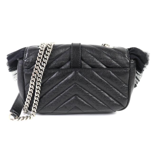 美品◇SAINT LAURENT PARIS サンローランパリ 405328 クラシック ベイビー チェーン レザー ショルダーバッグ シルバー金具 イタリア製_2