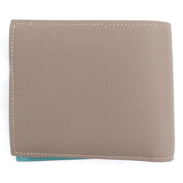 極美品□MAISON TAKUYA メゾンタクヤ T5 Wallet レザー コンパクトウォレット 二つ折り財布 ベージュ ターコイズブルー 箱・保存袋付き