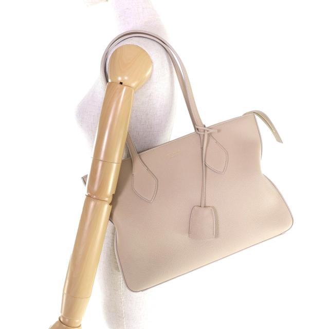 極美品△FERRAGAMO フェラガモ 219861 トートバッグ M カーフレザー クロシェット付き ライトベージュ 保存袋付き 伊製_7