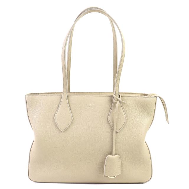 極美品△FERRAGAMO フェラガモ 219861 トートバッグ M カーフレザー クロシェット付き ライトベージュ 保存袋付き 伊製 定価264000円