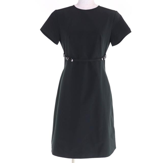 極美品☆GIVENCHY ジバンシィ BW222714L1 コットン ベルト付 半袖 ワンピース ブラック 36 ハンガー・ガーメント付 イタリア製 正規品