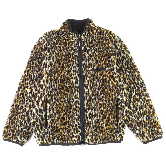 美品△WACKO MARIA ワコマリア LEOPARD BOA FLEECE JACKET レオパード ボアフリース ジャケット ダークブラウン キャメル L 正規品