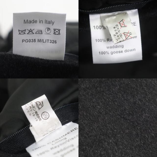 良品▼ALFRED DUNHILL アルフレッド ダンヒル カシミヤ100% ダブルジップアップ ダウンコート ダークグレー M イタリア製 正規品 メンズ_9