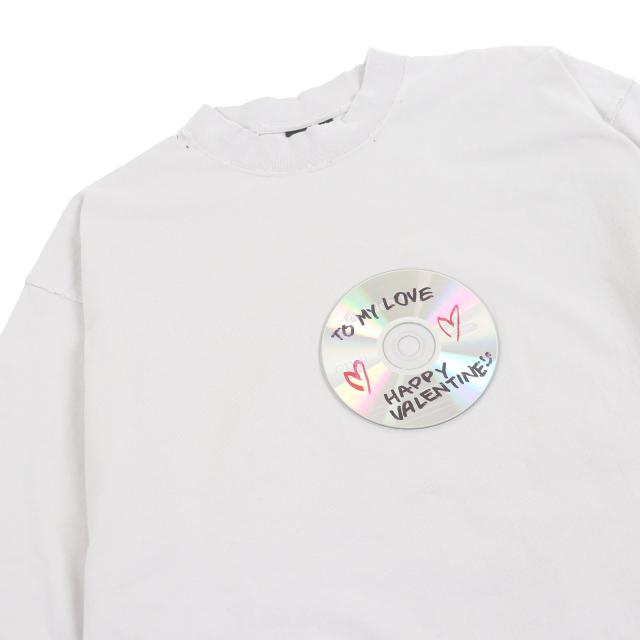 極美品□BALENCIAGA バレンシアガ 24SS 764235 コットン100％ VALENTINE CD T-Shirt 半袖Ｔシャツ カットソー グレー系 L 正規品 メンズ_1