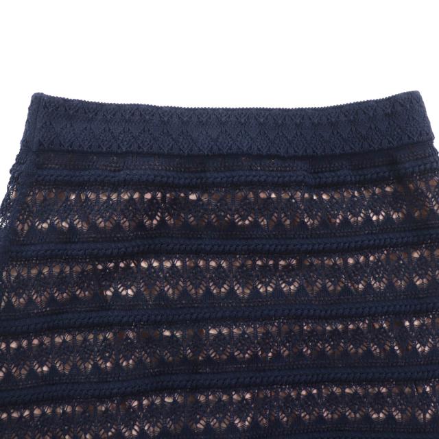 未使用品◇GUCCI グッチ 23SS 743289 コットン ペチコート付き ひざ丈 総レーススカート ダークネイビー M イタリア製 正規品 レディース_3