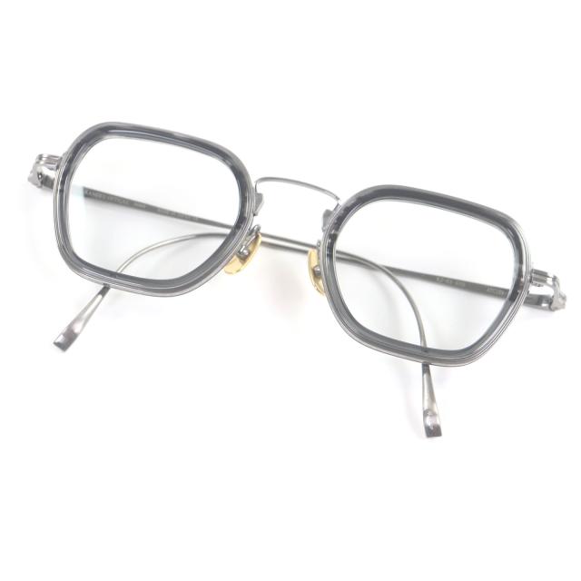 極美品□金子眼鏡 カネコガンキョウ KJ-53 ウェリントンフレーム 彫刻デザイン メガネ 眼鏡 アイウェア シルバー 47□23-145 日本製