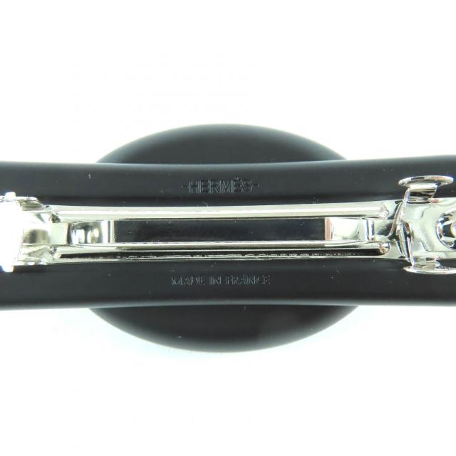 極美品★HERMES エルメス バレッタ トリ・マイヨン PM 現行品 シェーヌダンクル ヘアアクセサリー マットブラック フランス製 レディース_4