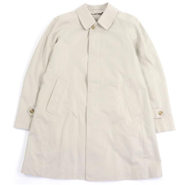 美品□Aquascutum LONDON アクアスキュータムロンドン カシミヤ混ライナー付き ステンカラーコート ベージュ 36 日本製 正規品 メンズ