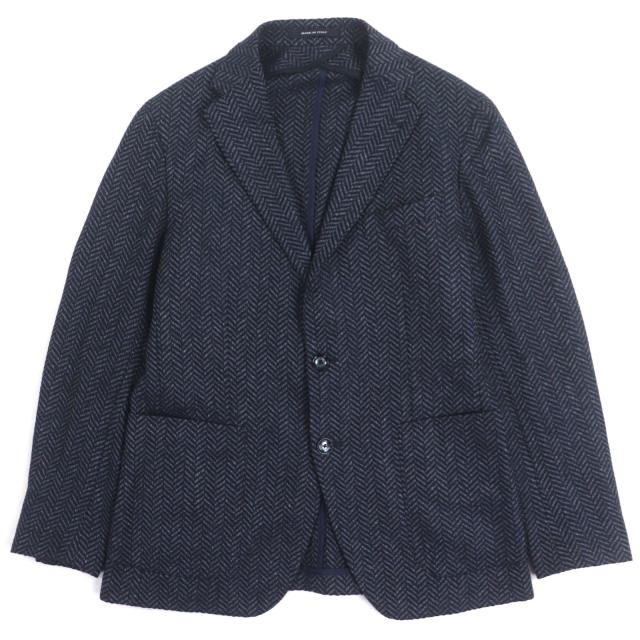 極美品▼TAGLIATORE タリアトーレ 1SMC22K ウール シルク ヘリンボー柄 シングルジャケット テーラード ネイビー 48 伊製 正規品 メンズ