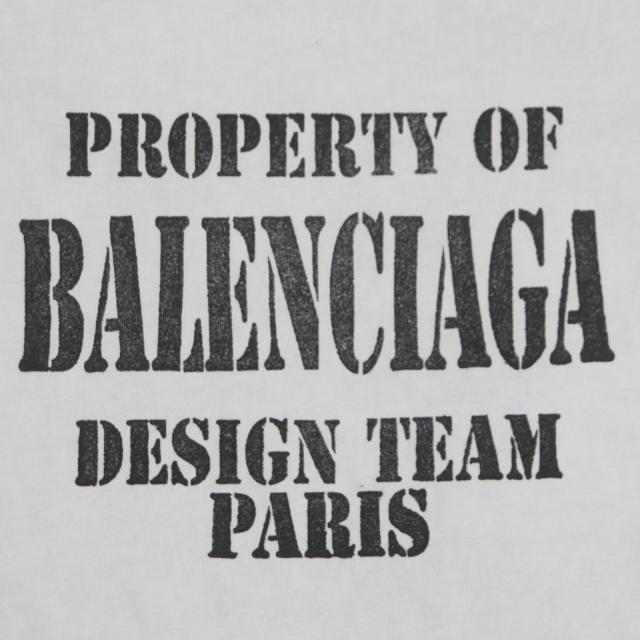 美品▼BALENCIAGA バレンシアガ 22AW 641675 PROPERTY OF BALENCIAGA DISGN TEAM PARIS WARDROBE ダメージ加工 半袖Ｔシャツ XS 正規品_3