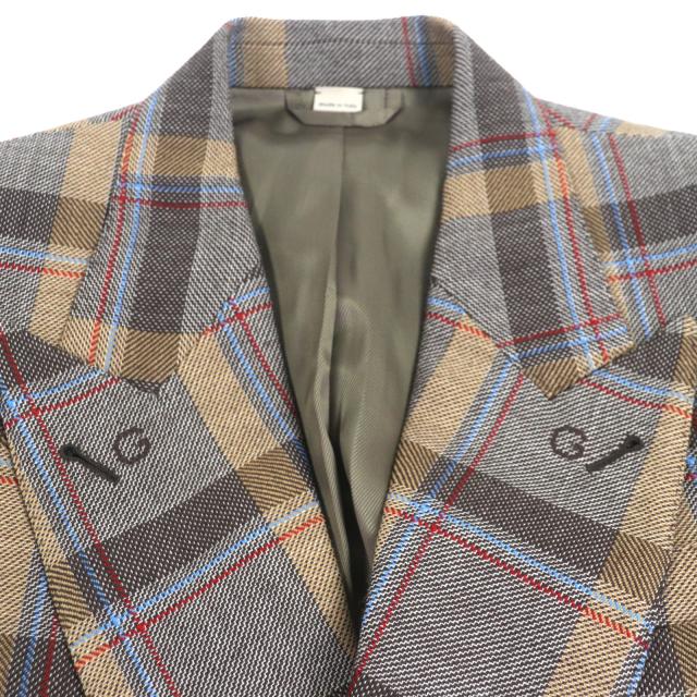 極美品▼GUCCI グッチ 675837 680704 ウール100% GG柄 チェック柄 ダブルスーツ セットアップ ブラウン 48 ガーメント付 正規品 メンズ_1