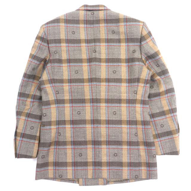 極美品▼GUCCI グッチ 675837 680704 ウール100% GG柄 チェック柄 ダブルスーツ セットアップ ブラウン 48 ガーメント付 正規品 メンズ_2