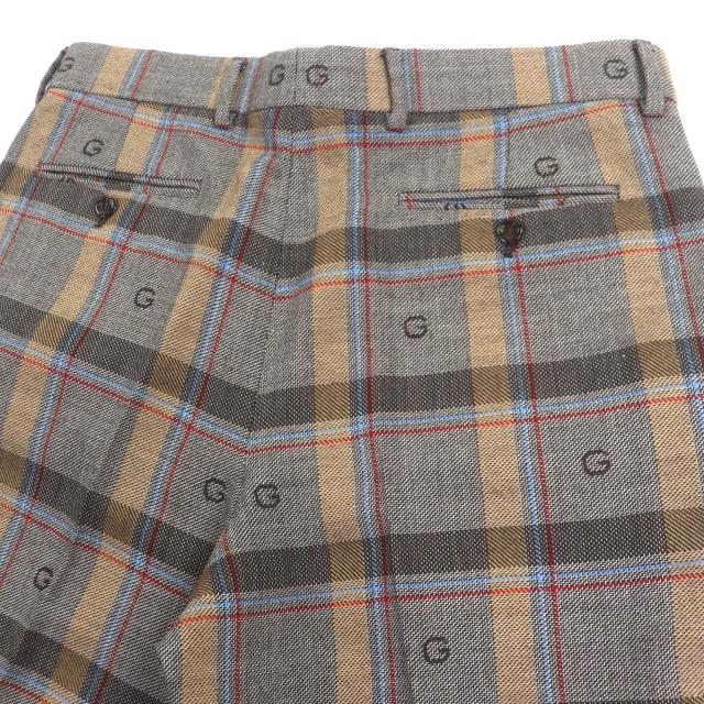極美品▼GUCCI グッチ 675837 680704 ウール100% GG柄 チェック柄 ダブルスーツ セットアップ ブラウン 48 ガーメント付 正規品 メンズ_6
